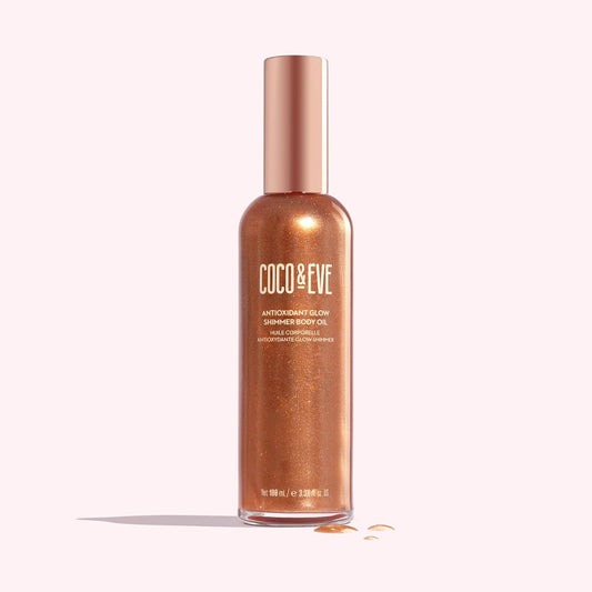 Coco & Eve Antioxidant Glow Shimmer Body Oil - Lightweight Skin Illuminator With Pearlescent Minerals, Natural Glitter, Antioxidants For Shimmering, Moisturizing And Healthy Glow (100Ml)