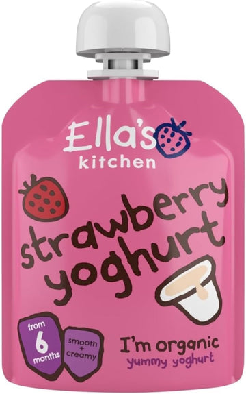 Ella'S Kitchen Organic Greek Yoghurt And Strawberry, 90G Strawberries