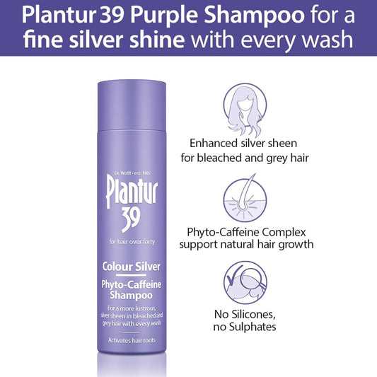 Plantur 39 Purple Shampoo 250Ml | Enhanced Silver Sheen For Bleached And Grey Hair | Prevents And Reduces Hair Loss And Supports Hair Growth