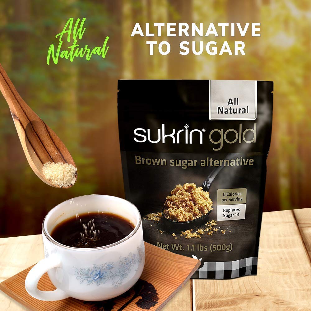 Sukrin Gold - Natural Brown Sugar Alternative - No Calorie Sweetener For Keto, Low Carb And Diabetic Diets - 1.1 Lb Bag (1 Pack)