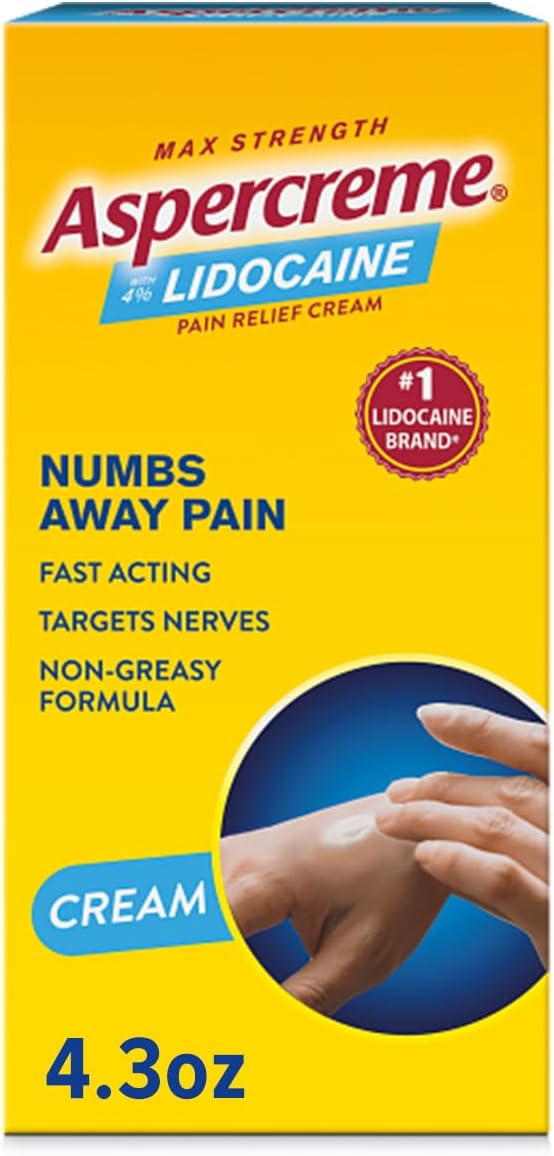 Aspercreme with Lidocaine Maximum Strength Pain Relief Cream, 4.3 Oz