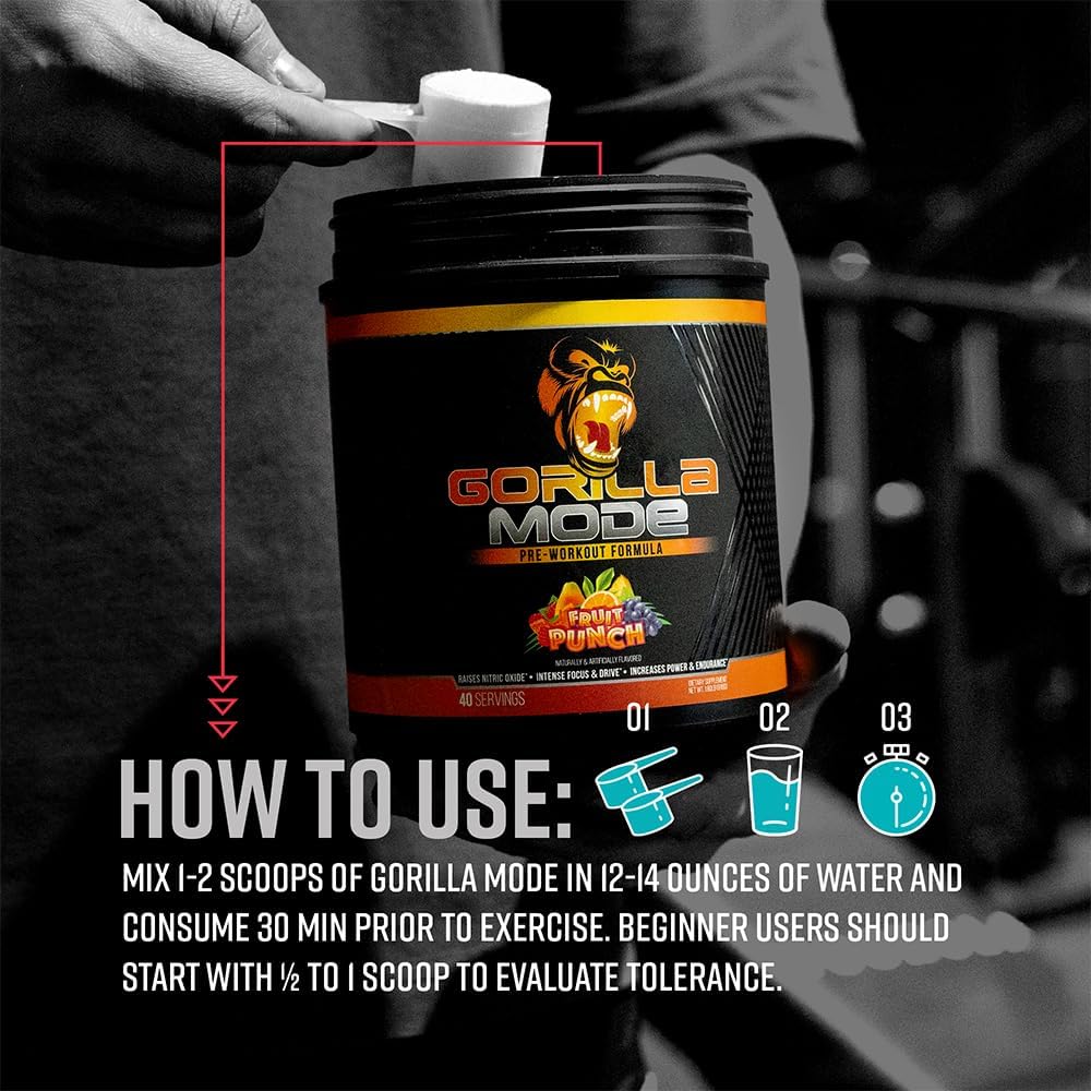 Gorilla Mind Pre Workout - Massive Pumps Laser Focus Energy Power - L-Citrulline, Creatine, L-Tyrosine, Betaine, Hydroprime, Alpha-Gpc, 400Mg Caffeine, Huperzine A 786G (Cotton Candy Grape) : Health & Household