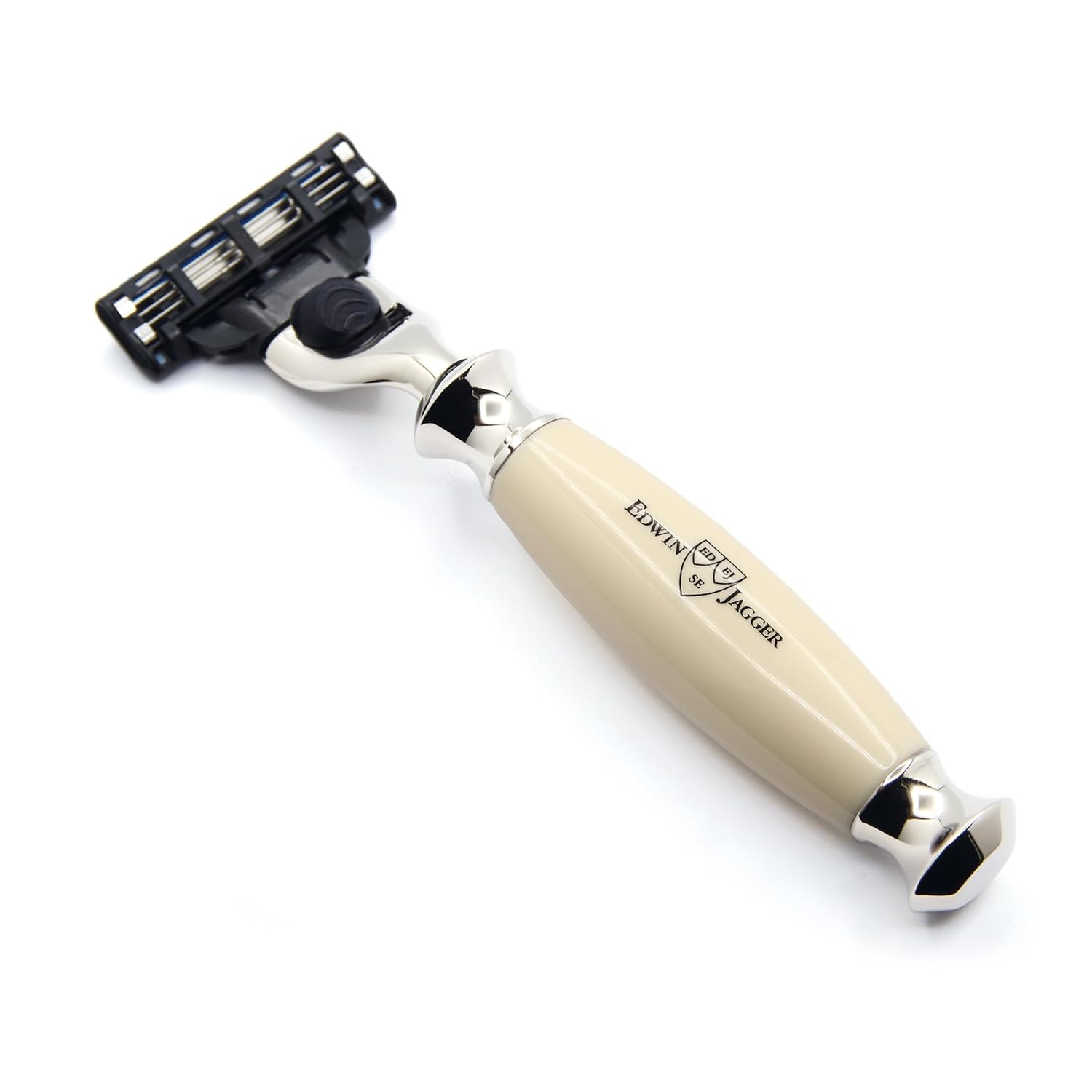 Edwin Jagger Imitation Ivory Gillette Mach 3 Razor, With Nickel Plated Collar : Beauty & Personal Care