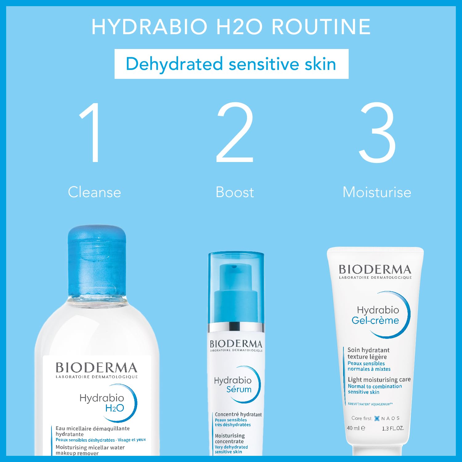 Bioderma - Hydrabio H2O - Micellar Water - Cleansing and Make-Up Removing - for Dehydrated Sensitive Skin , 8.45 Fl Oz (Pack of 1) : Beauty & Personal Care