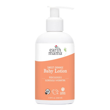 Earth Mama Sweet Orange Baby Lotion | Moisturizing Body Lotion For Dry Skin, Newborn Baby Lotion Sensitive Skin Care, Face Lotion For Babies & Kids With Shea Butter, Calendula & Aloe, 8 Fl Oz
