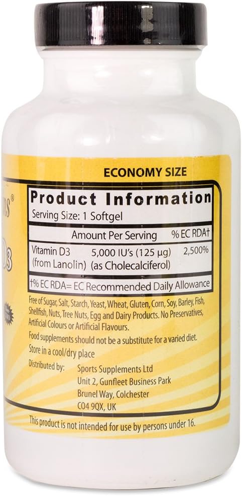 Healthy Origins 5000 IU Vitamin D3 Liq Gels - Pack of 360