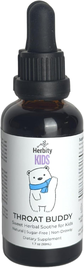 Kids Sore Throat & Cough Soothing Drops – Natural Herbal Blend With Echinacea & Sambucus For Seasonal Immune Support – Non-Drowsy, Sugar-Free Liquid For Children | 50 Mil
