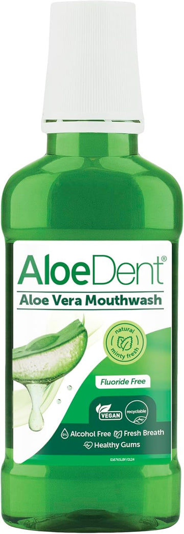 Optima Aloedent, Aloe Vera Mouthwash Fluoride Free, Natural Action, Vegan, Cruelty Free, Sls Free, Alcohol Free, Healthy Gums, 250 Ml