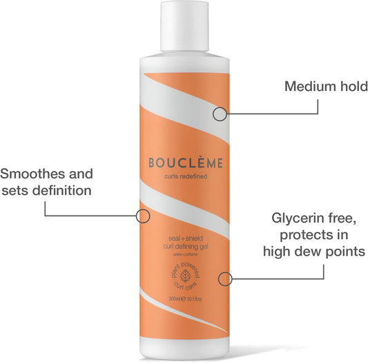 Bouclème Seal + Shield Curl Defining Gel - Strong Hold Gel To Protect Against Humidity - 95.69% Naturally Derived Ingredients And Vegan - 300Ml, Clear