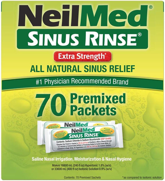 Neilmed'S Sinus Rinse Extra Strength Pre-Mixed Hypertonic Packets-For Sinus Relief, 70 Count Box (Pack Of 2)