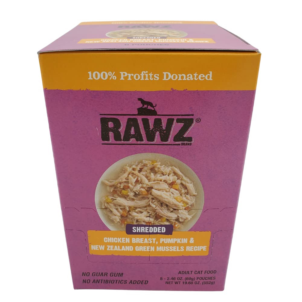 Rawz® Shredded Chicken Breast, Pumpkin & New Zealand Green Mussels Recipe 8/2.46 Oz Pouches