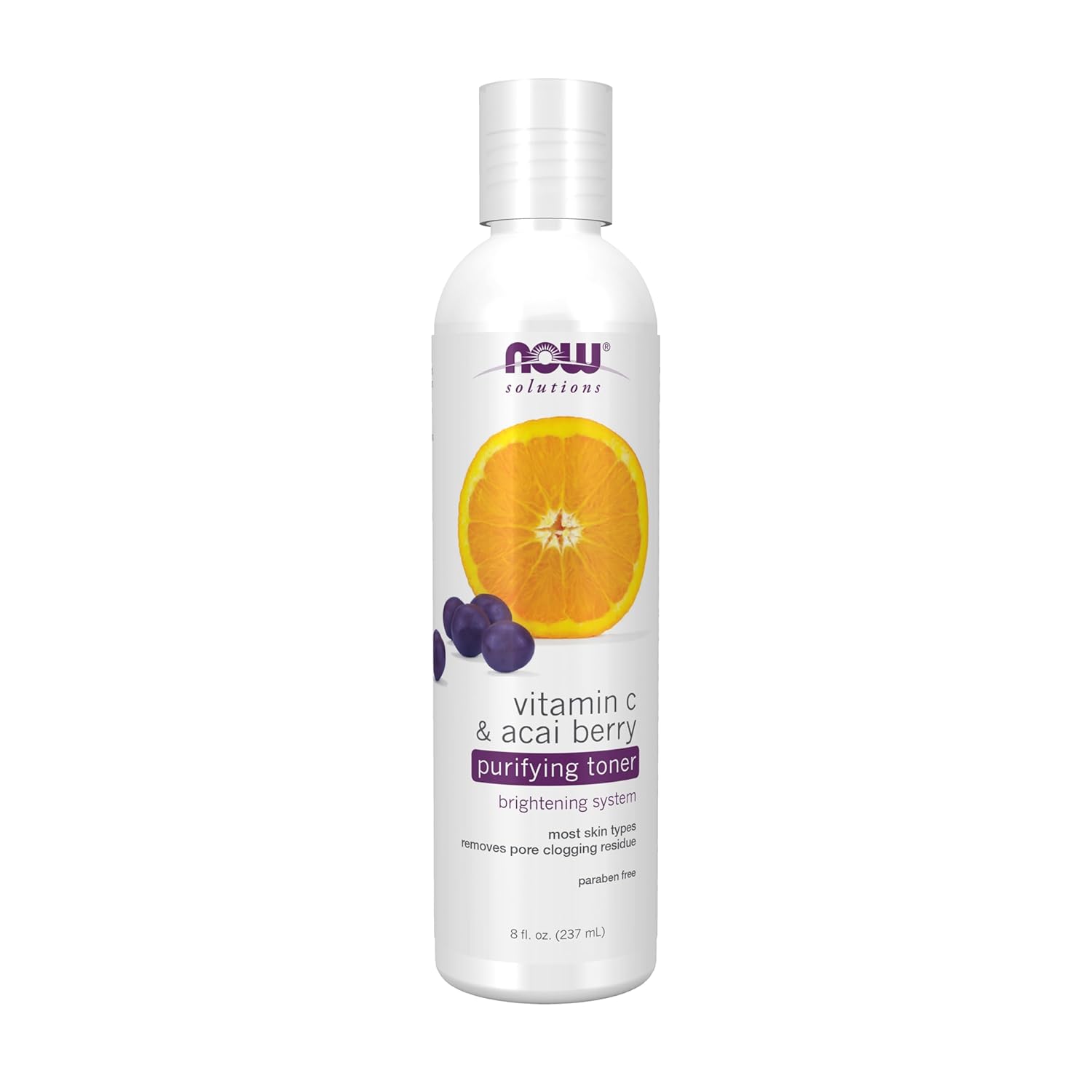 Now Solutions, Vitamin C And Acai Berry Purifying Toner, Brightening System, Removes Pore-Clogging Residue, 8 Fl Oz (Pack Of 1)