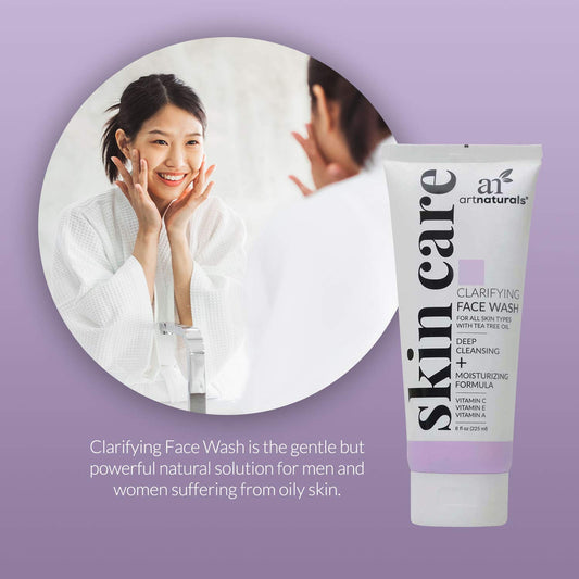 Artnaturals Clarifying Face Wash - (8 Fl Oz / 236Ml) - Deep Cleansing And Exfoliation Of Blackheads And Pimples - Infused With Cucumber And Aloe For Added Hydration