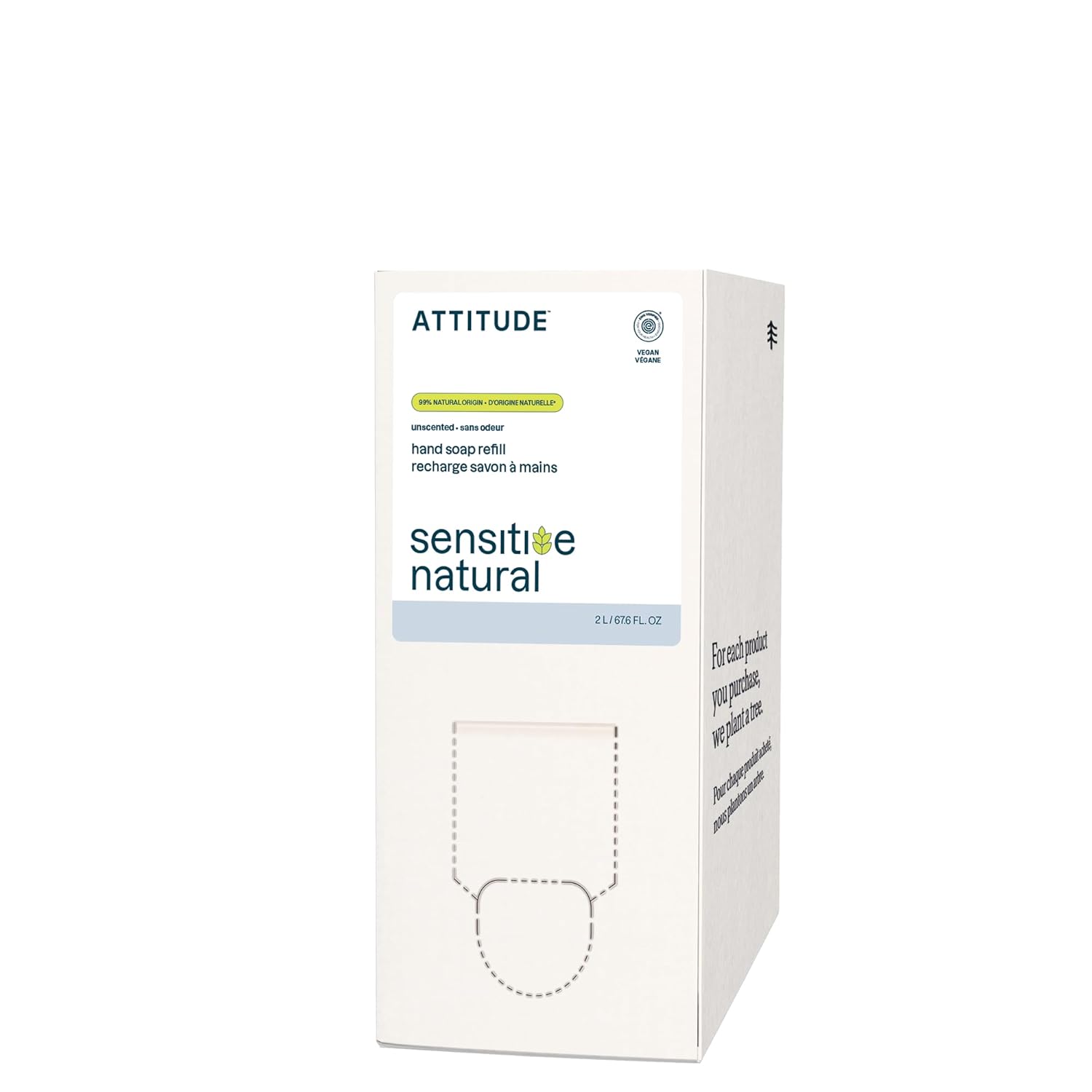 Attitude Gentle Hand Soap For Sensitive Skin, Ewg Verified, Enriched With Oats, Dermatologically Tested, Vegan, Unscented, Bulk Refill, 67.6 Fl Oz