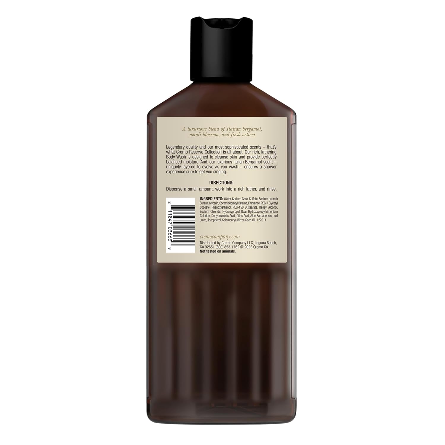 Cremo Rich-Lathering Italian Bergamot Body Wash for Men, Notes of Italian Bergamot, Neroli Blossom, and Fresh Vetiver, 16 Fl Oz : Beauty & Personal Care
