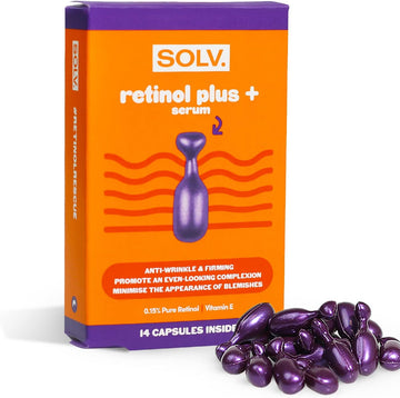 Solv Retinol Plus+ Serum - 28 Capsules. Evens Skin Tone, Anti-Wrinkle + Firming, Great For Acne + Blemish Prone Skin