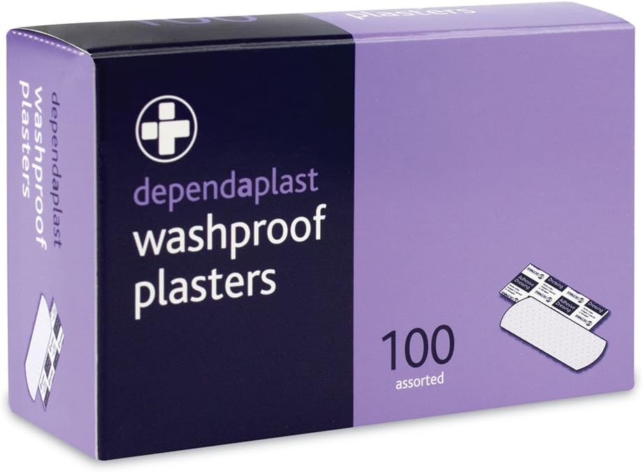 Dependaplast Washproof Plasters Assorted, Flexible PU Plastic Film, Secure Adhesive, Breathable, Waterproof - Box of 100 - Pack of 5 : Amazon.co.uk: Health & Personal Care