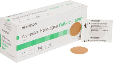 Mckesson Adhesive Bandages, Sterile, Fabric Spot, 1 In, 100 Count, 4 Packs, 400 Total