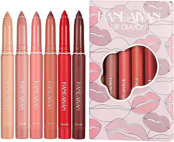 Matte Light Crayon Lipstick With Built-In Sharpener Rotary Cut Dual Purpose Waterproof Non-Drying Fade-Free Lipstick Lip Liner Set Crayon Matte Longwear Lipstick(#9)