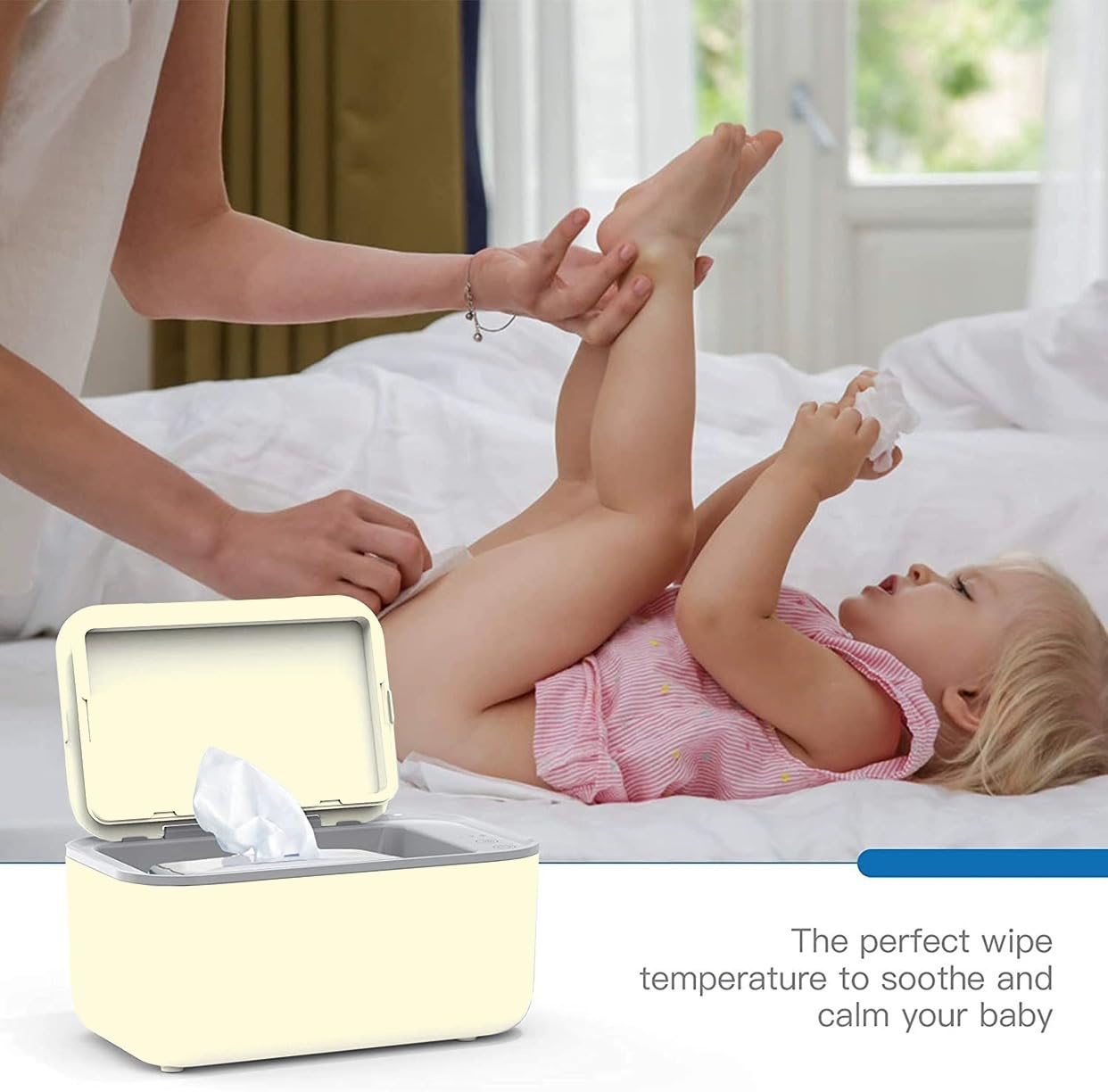 Deluxe Baby Wipe Warmer And Baby Wet Wipes Dispenser Touch Button Temperature Control With 3 Heating Modes Large Capacity Diaper Wipe Warmer(Light Yellow)