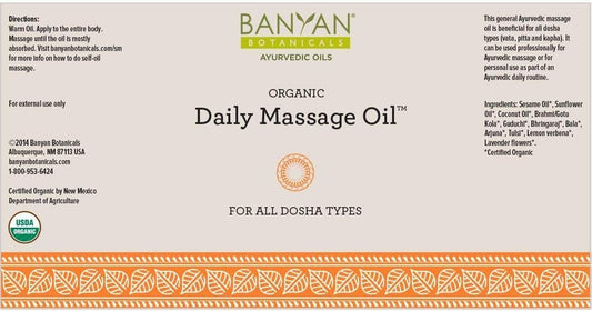 Banyan Botanicals Daily Massage Oil – Organic Ayurvedic Massage Oil – for All Skin Types & Doshas – Moisturizes, Nourishes The Tissues & Calms The Mind – 4. – Non GMO Sustainably Sourced Vegan