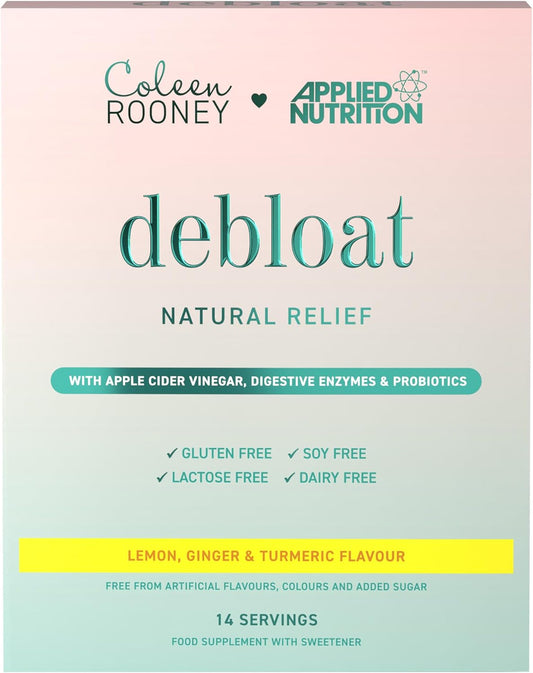 Applied Nutrition - Coleen Rooney - Debloat Powder - Apple Cider Vinegar & Enzymes, Best Digestive Health, Best Vegan Gut Support - Natural Bloating Relief (14 X 9.1G) (Pineapple, Mint & Prickly Pear)