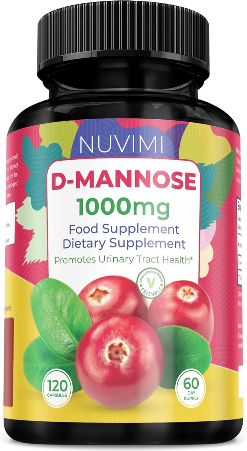 D Mannose 120 Capsules, 1000 Mg Per Dose, Promotes Urinary Tract Health, Natural Vegan Uti Defence By Nuvimi®