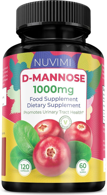 D Mannose 120 Capsules, 1000 Mg Per Dose, Promotes Urinary Tract Health, Natural Vegan Uti Defence By Nuvimi®