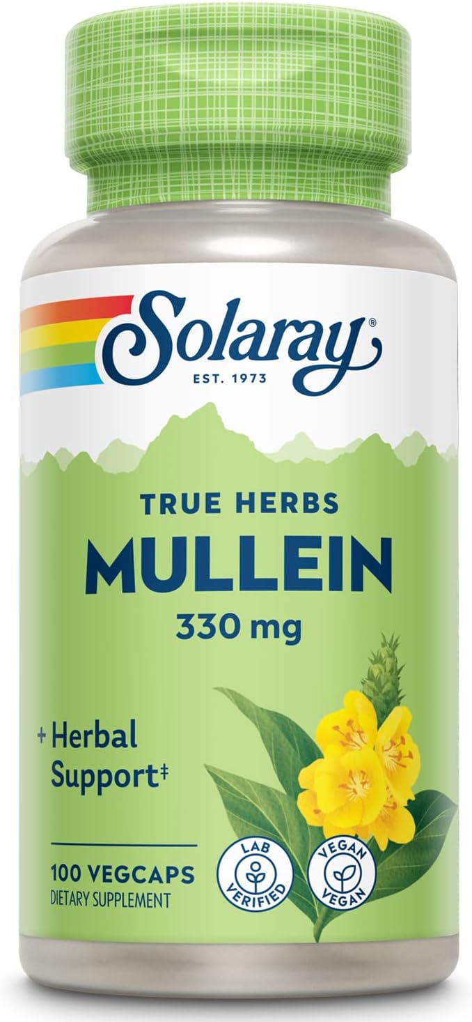 Solaray Mullein Leaf 330 Mg - Soothing Herbal Support - Traditionally Used To Support Health And Wellness - Vegan, Non-Gmo, Lab Verified, 60-Day Money-Back Guarantee, 100 Servings, 100 Vegcaps