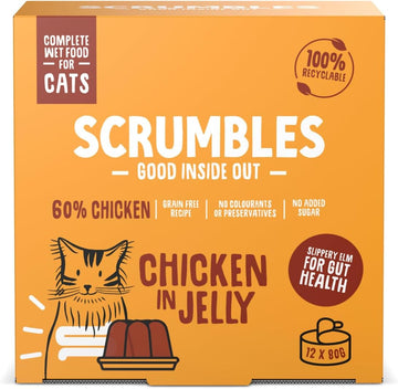 Scrumbles Natural Wet Cat Food, Chicken in Jelly 12x 80g