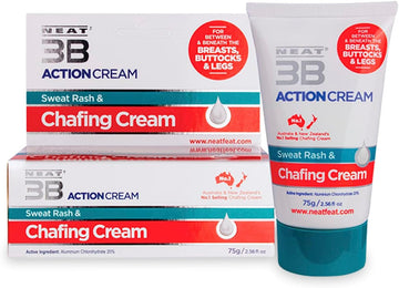 Neat 3B Action Cream - Anti Chafe Balm & Antiperspirant For Chub Rub, Sweat Rash, Sweating - Unscented Anti Chafing Chamois Cream - 75 Grams