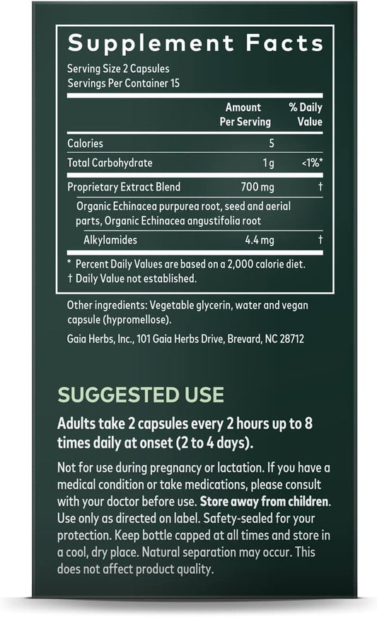 Gaia Herbs Echinacea Supreme - Immune Support Supplement - Echinacea Purpurea And Echinacea Angustifolia Blend To Support Immune System - 30 Vegan Liquid Phyto-Capsules (15-Day Supply)