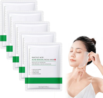 5Pcs Salicylic Acid Acne Treatment Face Mask - Face Mask For Spot Treatment - Removes Acne,Redness, Fade,Dark Spots Correcting,Acne Scar Treat-Ment Face Masks - Skin Care Dark Spots Remover Fo Face