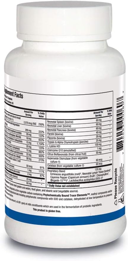 Biotics Research Bio Immunozyme Forte Multivitamin/Mineral To Support Normal, Healthy Immune Function, Echinacea, Cayenne Pepper, Lactobacillus Acidophilus, Probiotics, Amino Acids 90 Capsules