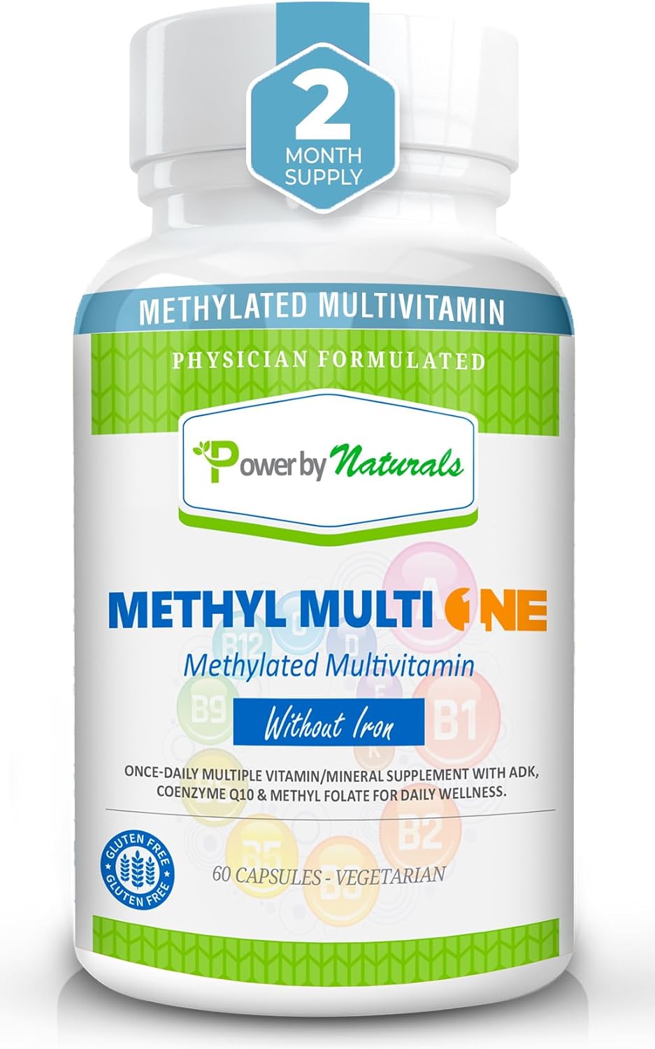 Power By Naturals Methyl Multi One - Methylated Multivitamin with Methylfolate & Methyl B12 for MTHFR Maintenance, 60 Capsules, 2 Month Supply, Made in USA (Packaging May Vary)
