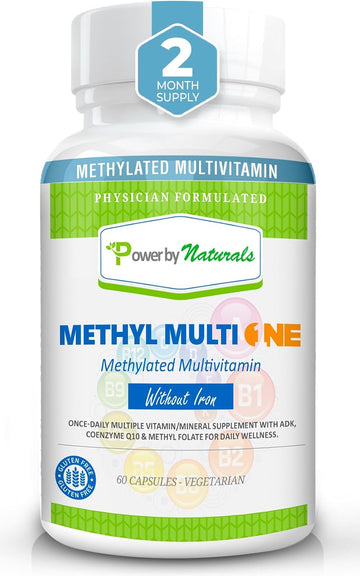 Power By Naturals Methyl Multi One - Methylated Multivitamin with Methylfolate & Methyl B12 for MTHFR Maintenance, 60 Capsules, 2 Month Supply, Made in USA (Packaging May Vary)
