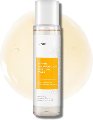 Iunik Vitamin C Vegan Face Toner With 45% Hyaluronic Acid Facial Moisturizer 6.7 Fl Oz - Nourishing Hydrating Sensitive Vitalizing Sensitive Dry Skin Deep Nourishing