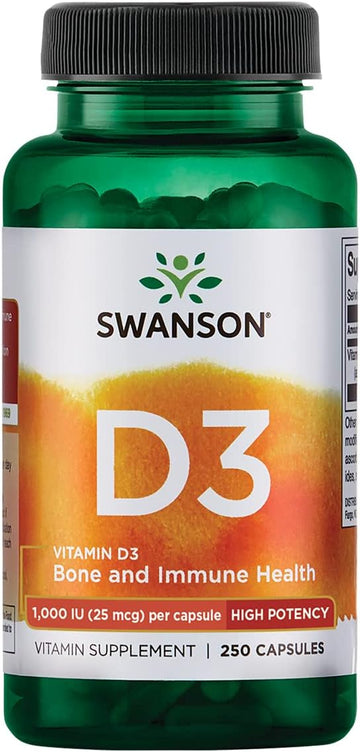 Swanson Vitamin D3 5000 Iu - 250 Softgels - Bone Health, Immune Support, And Muscle Function Supplement