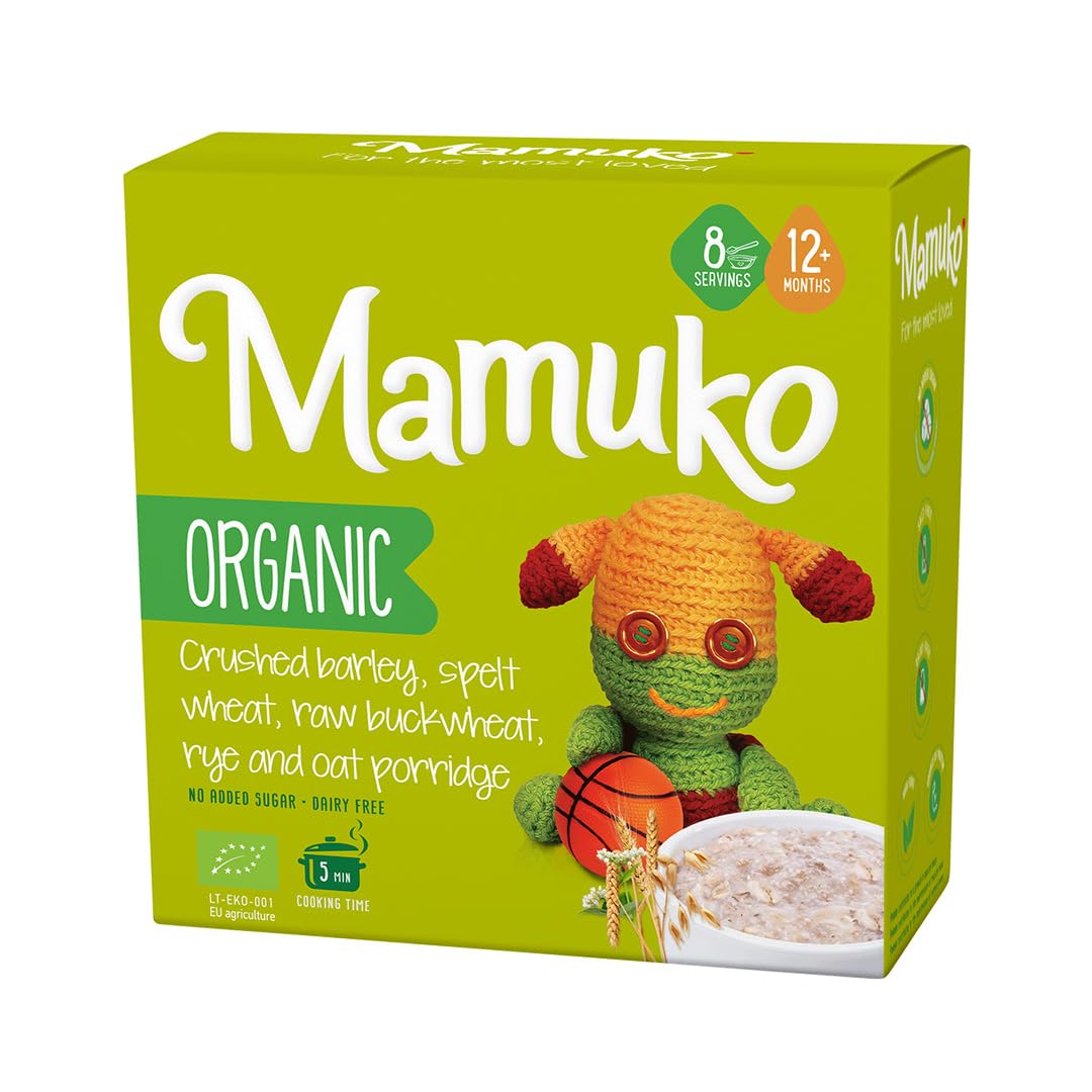 Mamuko Organic Porridge - Healthy Porridge With Nutrient-Rich Blend Of Oats, Raw Buckwheat, Barley, Spelt, & Rye - High Fiber Porridge Without Sugar & Preservatives - Organic Porridge 200G & 8 Serving