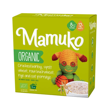 Mamuko Organic Porridge - Healthy Porridge With Nutrient-Rich Blend Of Oats, Raw Buckwheat, Barley, Spelt, & Rye - High Fiber Porridge Without Sugar & Preservatives - Organic Porridge 200G & 8 Serving