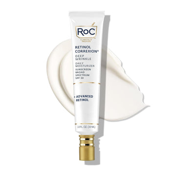 Roc Retinol Correxion Deep Wrinkle Daily Face Moisturizer With Sunscreen Spf 30, Skin Care Treatment For Fine Lines, Dark Spots, Post-Acne Scars, 1 Ounce (Packaging May Vary)