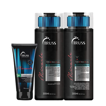 Truss Scrub Therapy Scalp Exfoliant Treatment Bundle With Miracle Shampoo And Conditioner Set