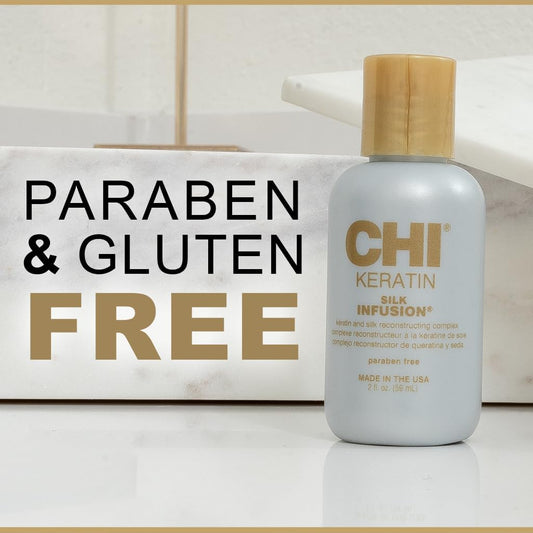 Chi Keratin Silk Infusion | Reconstructing Keratin Treatment Hair Serum | Leave-In Hair Oil For Dry Damaged Hair | Hydrates, Restores & Adds Shine | Paraben-Free, Gluten-Free & Color-Safe, 59Ml