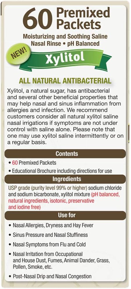 NeilMed Sinus Rinse Premixed Refill Packets with Xylitol, 60ct. : Health & Household