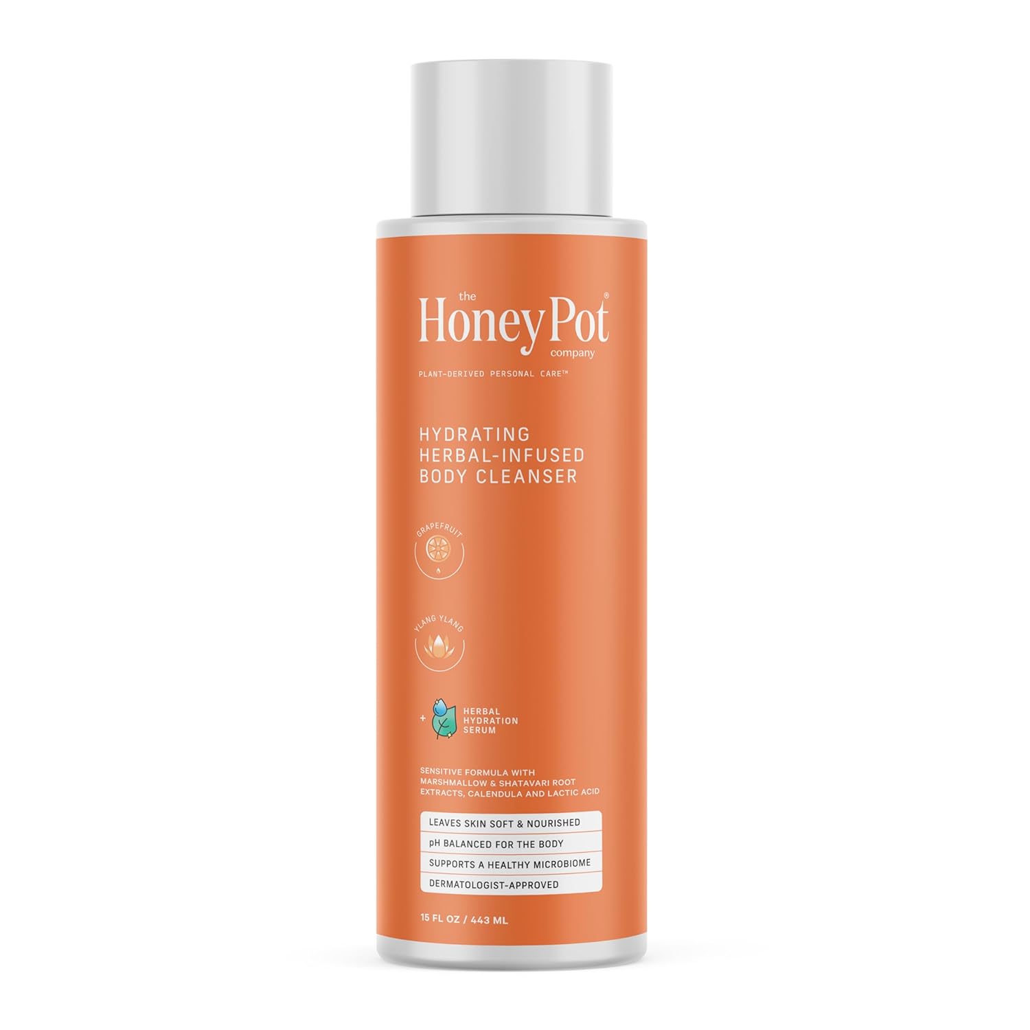The Honey Pot Company - Body Wash for Women - Grapefruit Ylang Ylang Hydrating Body Cleanser - Moisturize & Cleanse Skin - Free of Parabens & Sulfates - 15 Fl. Oz