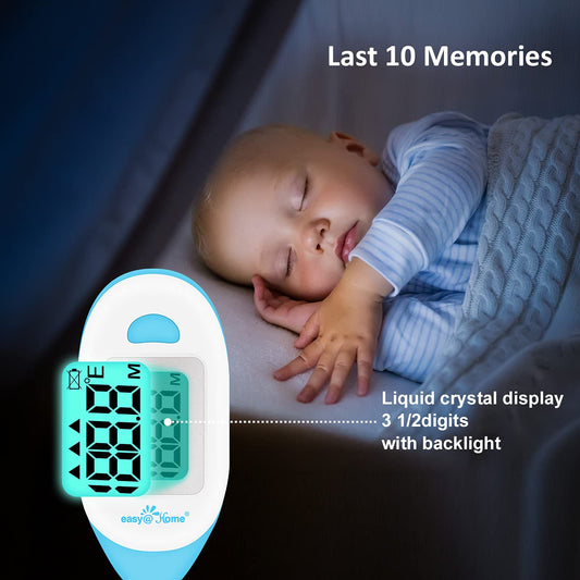 Baby Rectal Thermometer with Fever Indicator - Easy@Home Infant Digital Thermometer with LCD Display Reading Body Temperature-Baby Item with Accurate Fast Reading EMT-027