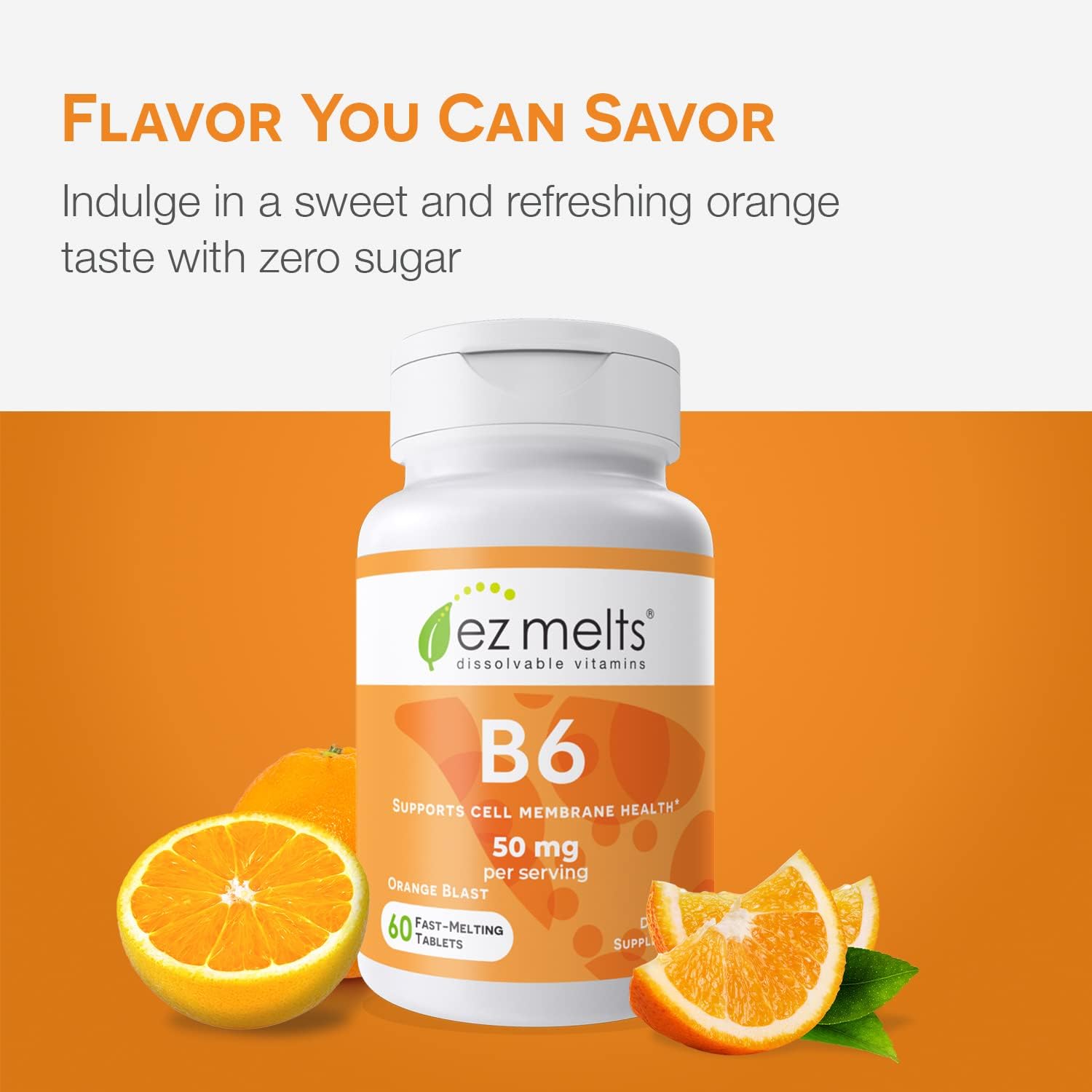 EZ Melts Dissolvable Vitamin B6 50 mg, Sugar-Free, 1-Month Supply : Health & Household