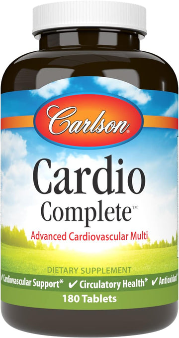 Carlson - Cardio Complete, Advanced Circulation Multivitamin, Heart Health, Circulatory Support, 180 Tablets