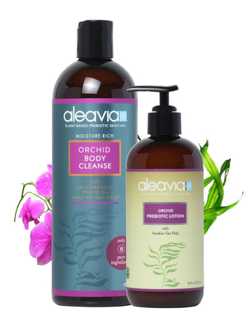 Aleavia Orchid Body Cleanse And Orchid Prebiotic Body Lotion Bundle – Organic & All-Natural Prebiotic, Vegan Body Wash With Orchid Oil (16 Oz) – All-Natural Moisturizing Body Lotion (12 Oz)