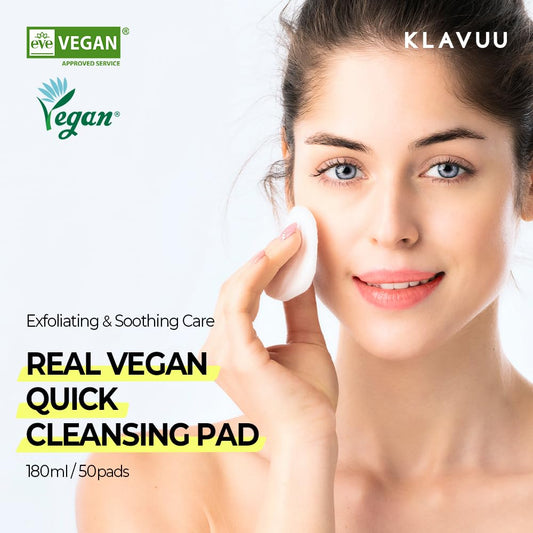 Real Vegan Quick Cleansing Pad – Gentle Makeup Remover, Deep Pore Cleansing, Soothing & Moisturizing Formula, Hypoallergenic, Ideal For Sensitive Skin – 50Counts